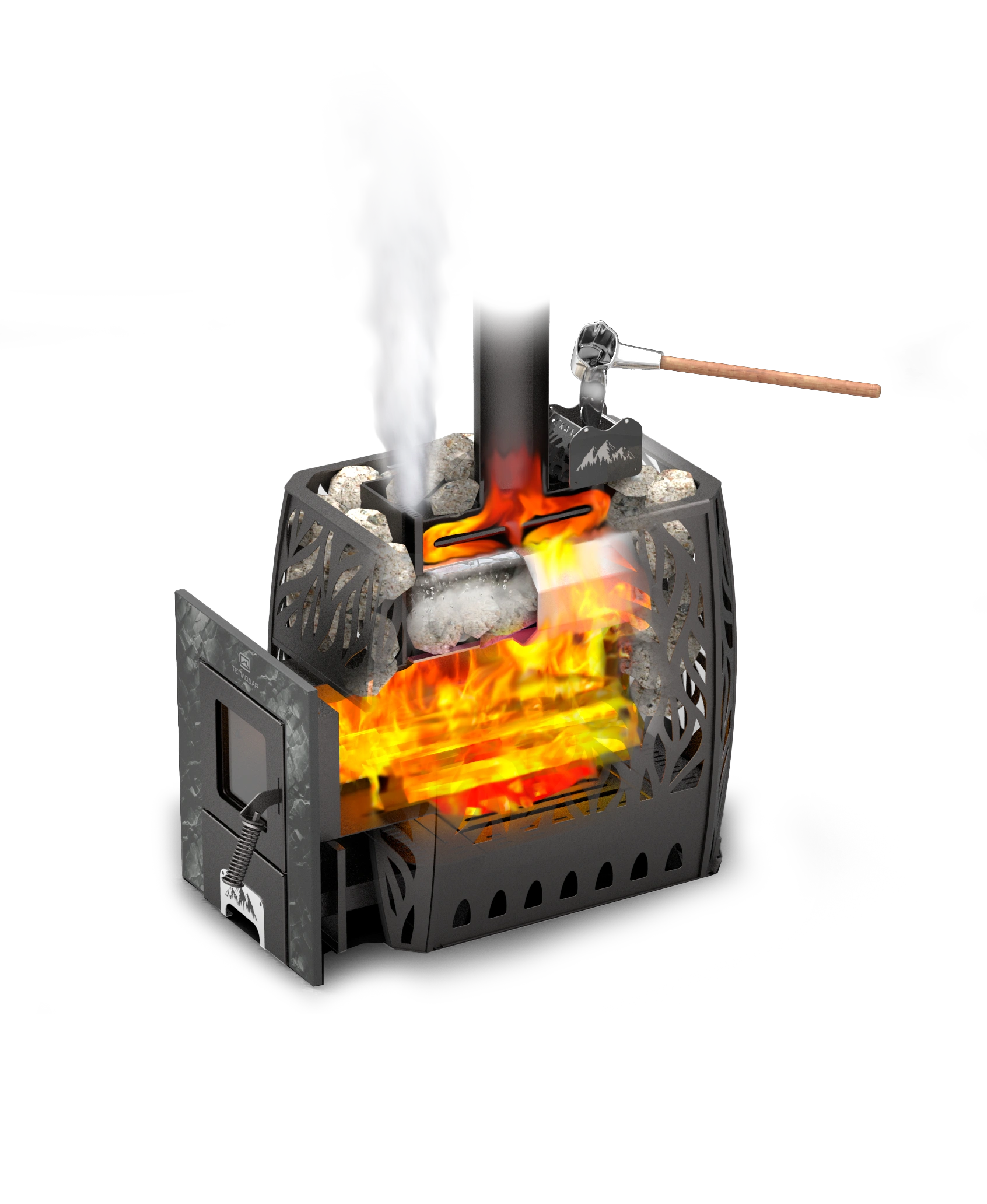 Печь для бани Скала 12Т стекло - Теплодар